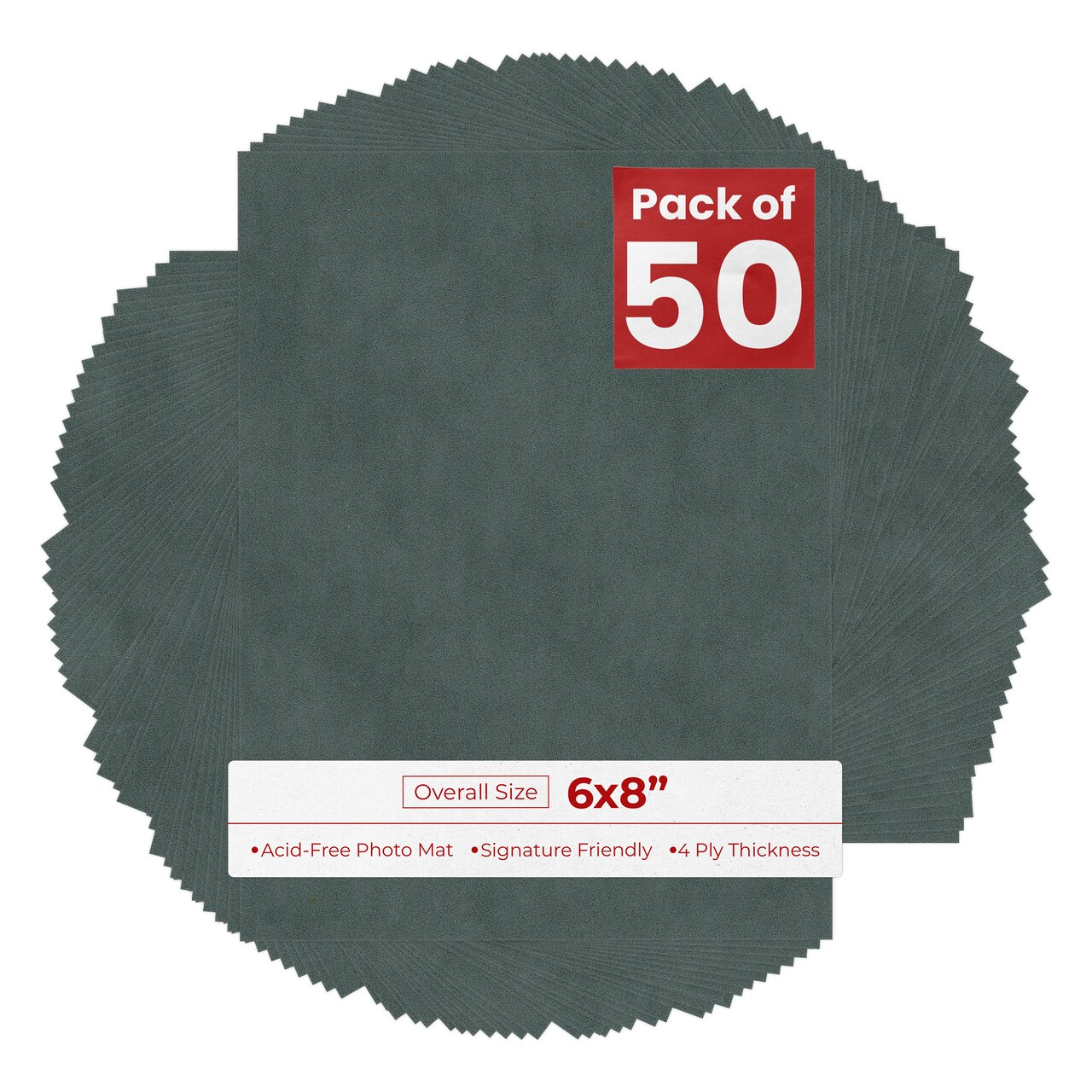 Dark Grey Suede 6x8 Uncut Mat Board - Blank Sheets, No Opening